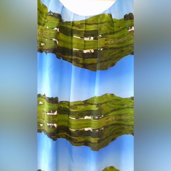 🟦 Anthropologie Silk Landscape Print "Cuillin Dress" by Meadow Rue - Picture 8 of 10